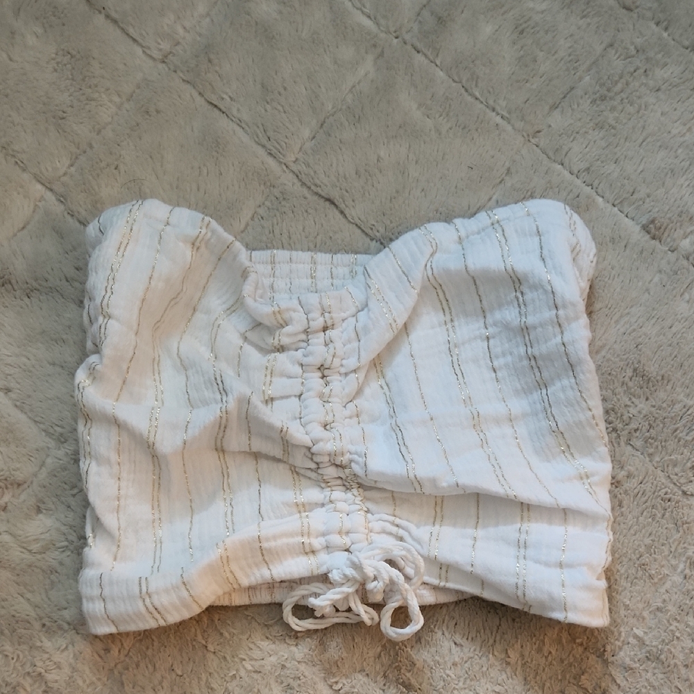 Aerie Rusched Linen Tube Top